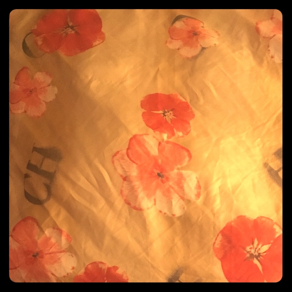 Vintage Carolina Herrera tan floral scarf